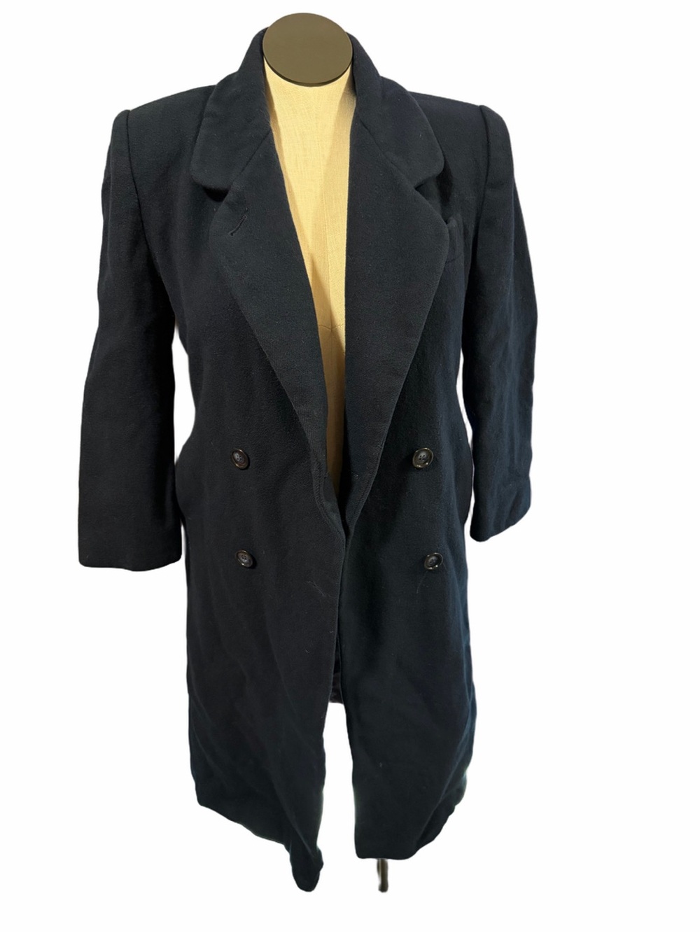 Classic vintage navy blue Women's long peacoat
